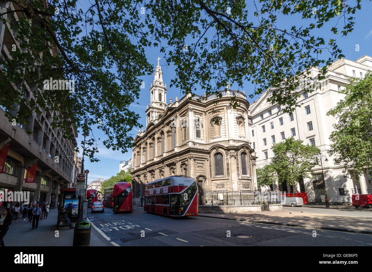 Kirche St. Mary-le-Strand von James Gibbs entworfen. Der Strand, London, UK Stockfoto