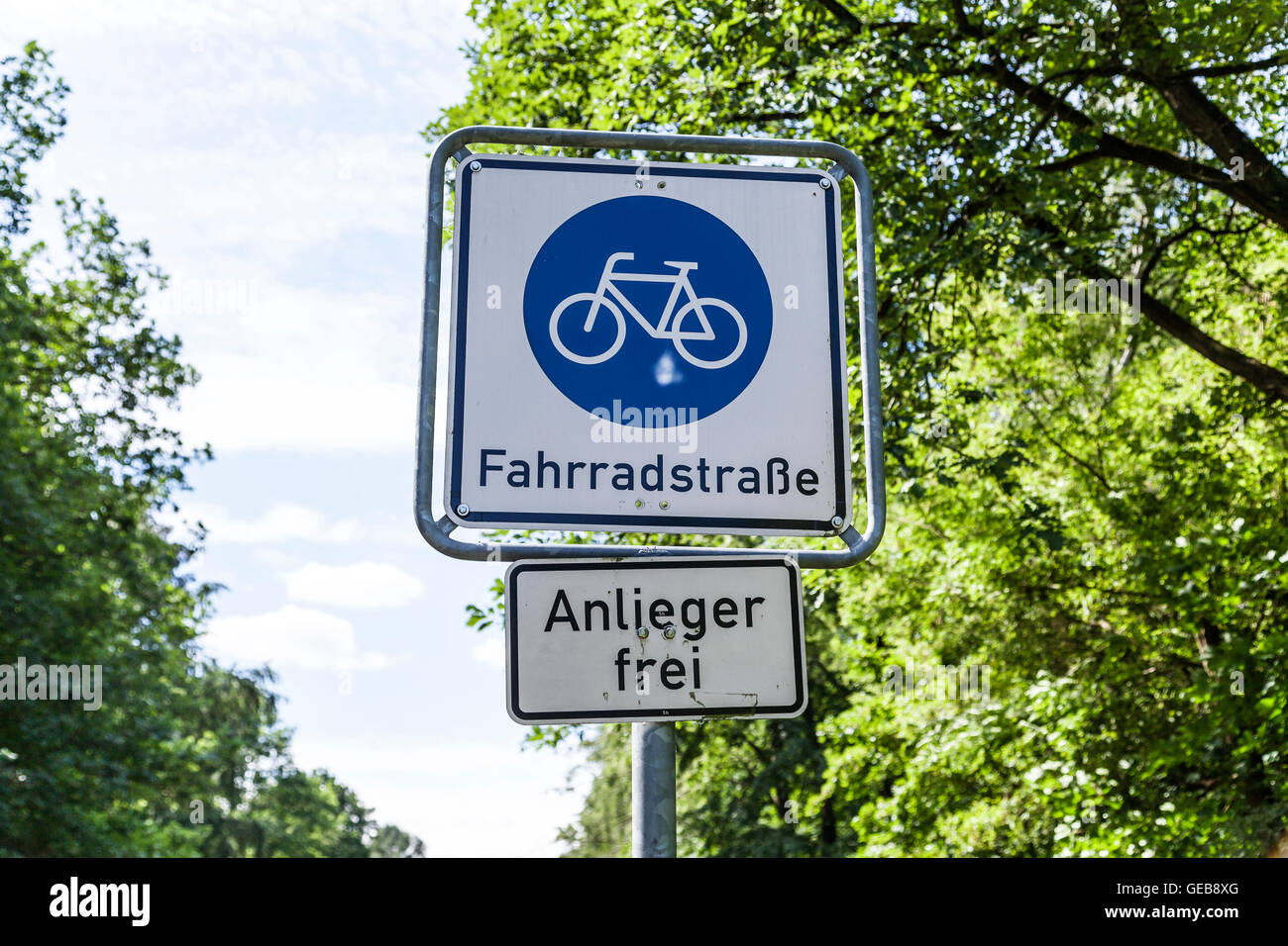Motorrad Straßenschild (Deutsch) Stockfoto