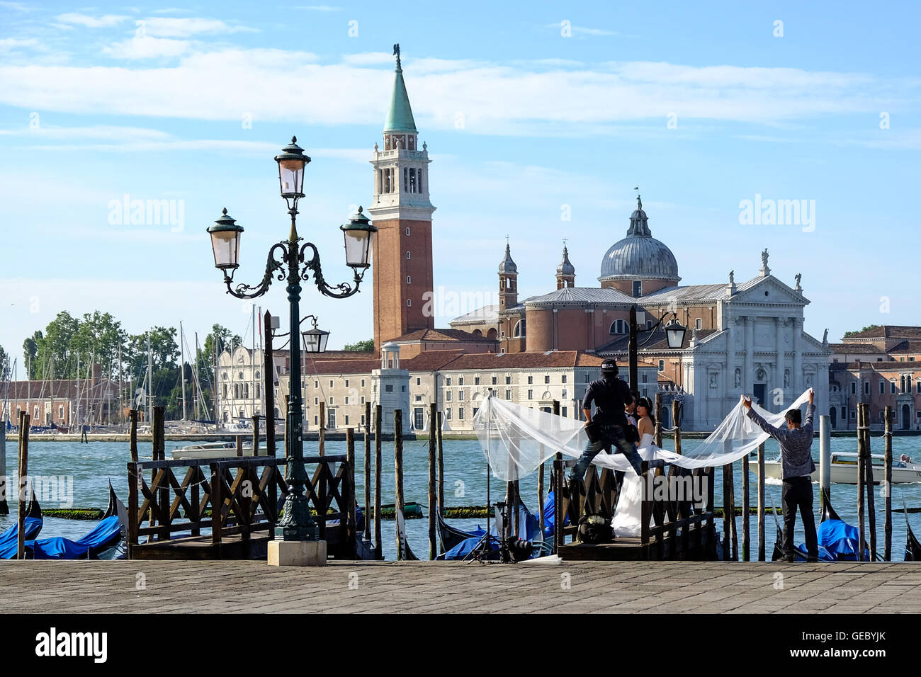 Foto-Shooting in San Marco Becken Venedig Italien Stockfoto