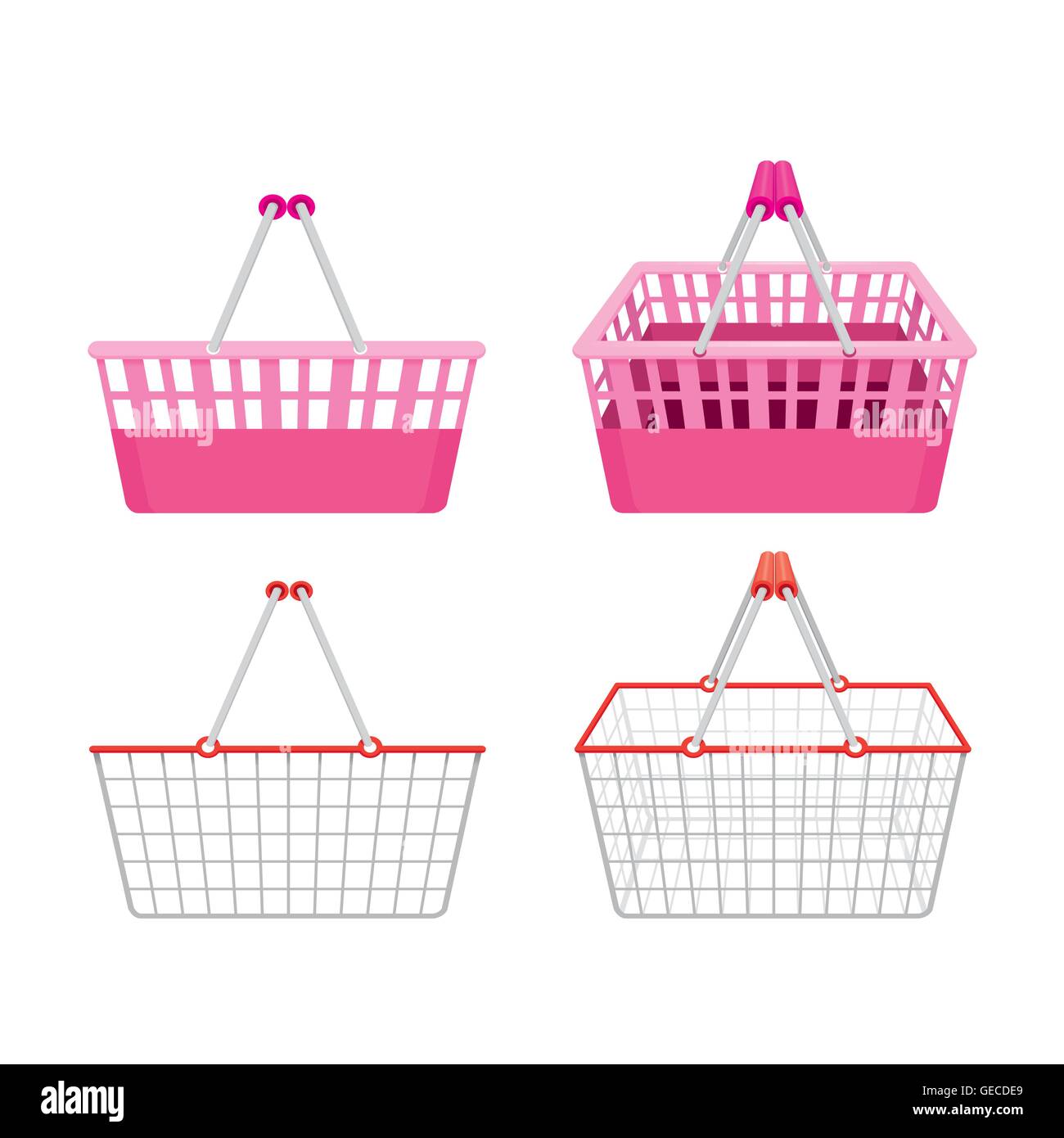 Leere Warenkörbe festgelegt, Ware, Nahrung, Getränk, Schönheit, lifestyle Stock Vektor