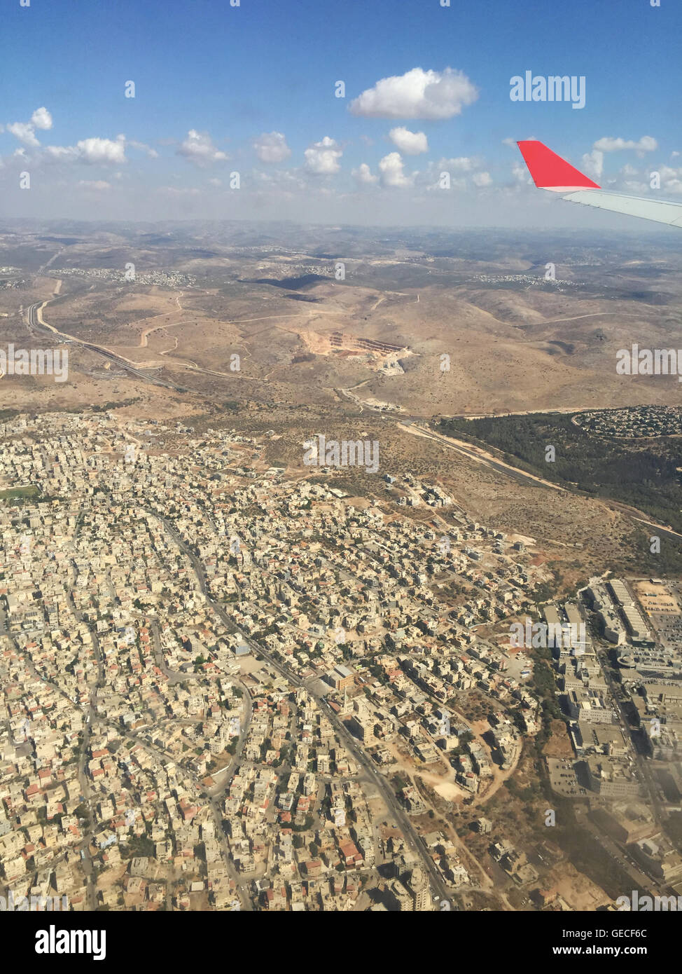 Israel, Naher Osten: Landung auf Tel Aviv, Landschaft und Luftaufnahme aus einem Flugzeug gesehen Stockfoto