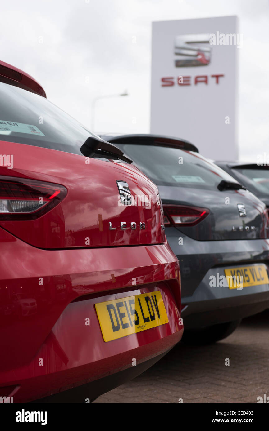 SEAT Auto-Garage-Zeichen-Logo. Stockfoto