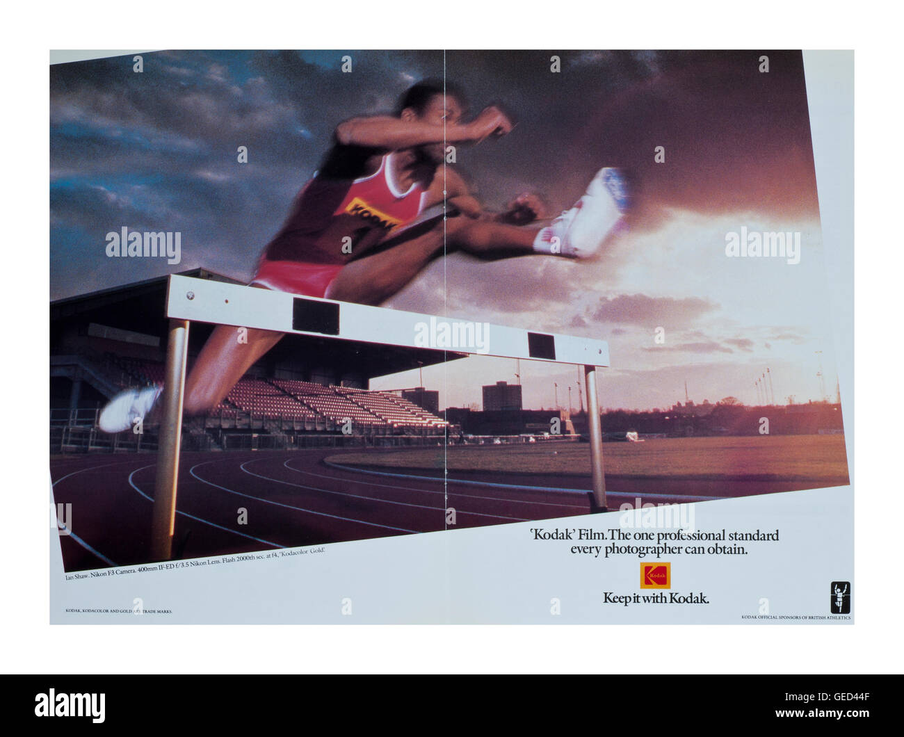 1980 Kodak's Sport poster Bild 1986 Commonwealth Games und britischen Leichtathletik Sponsoring durch Kodak Ltd Ian Shaw Kodak Fotograf fördern Stockfoto