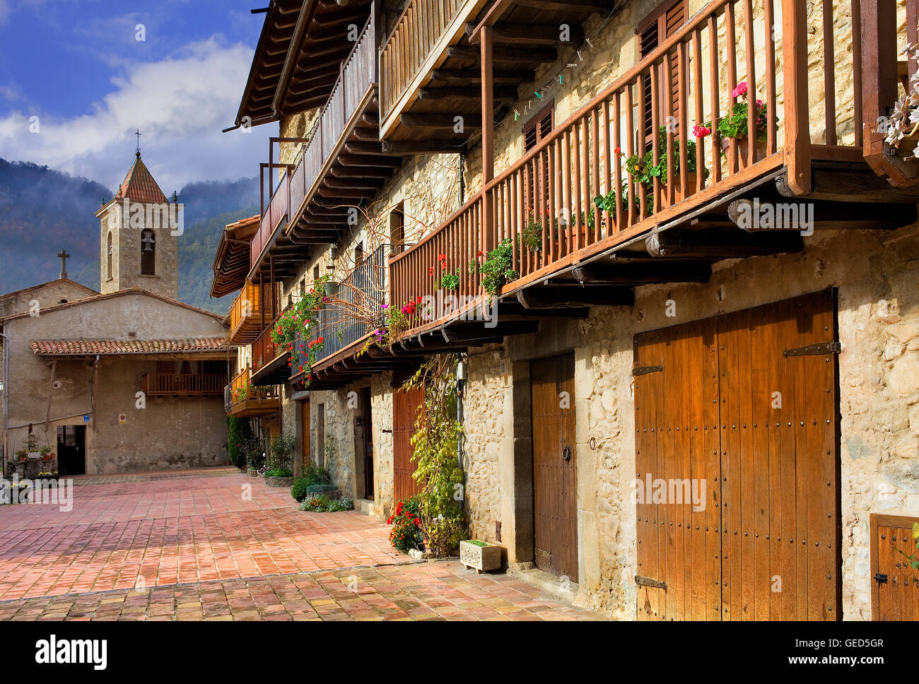 ELS Hostalets d ' en Bas, Garrotxa, Provinz Girona. Katalonien. Spanien Stockfoto