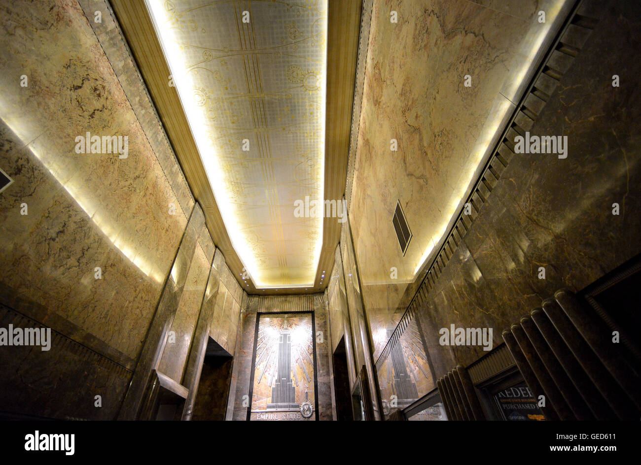 Innenraum des Empire State Building, New York Stockfoto