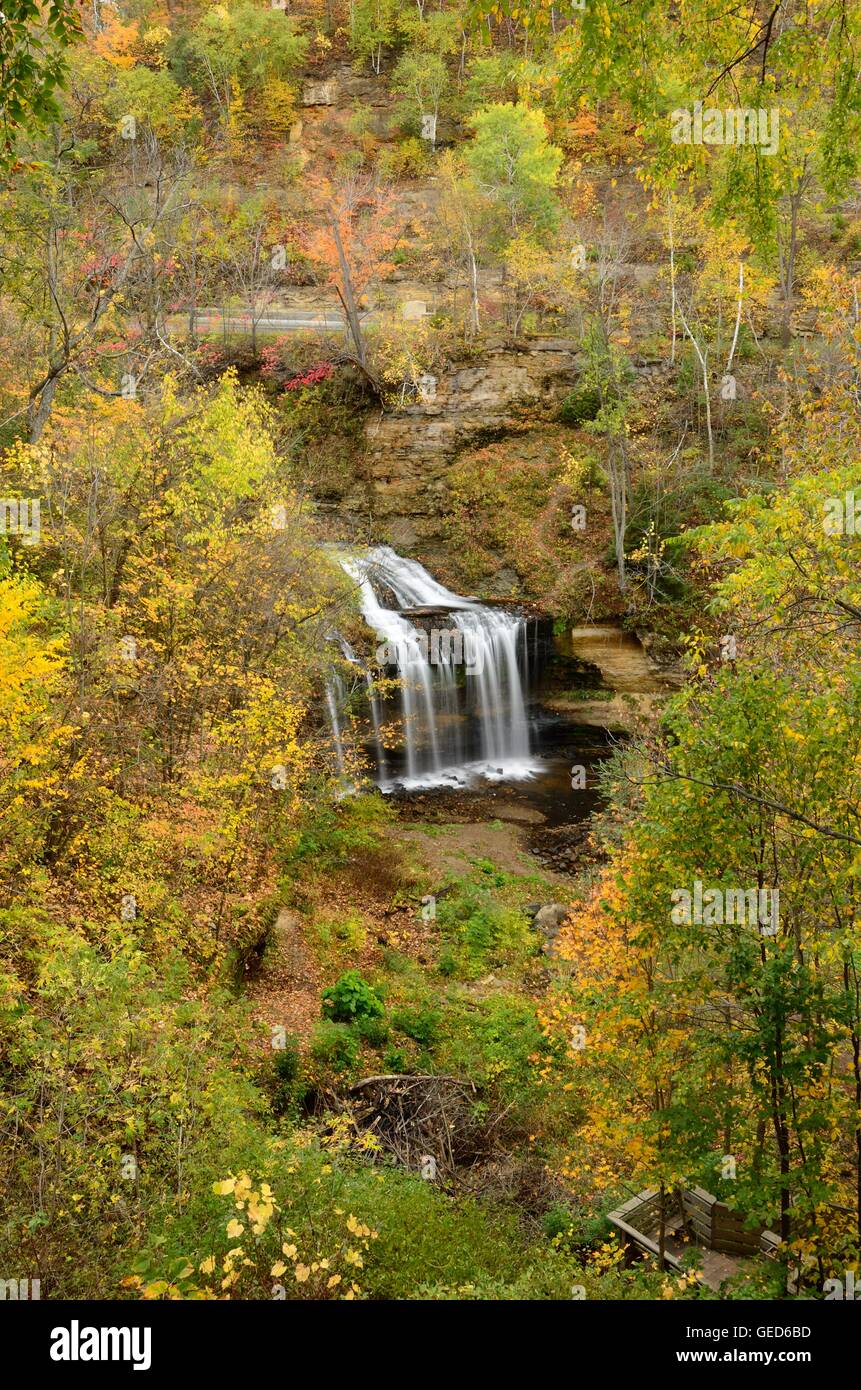 Herbst am Wasserfall fällt in Osceola, Wisconsin Stockfoto
