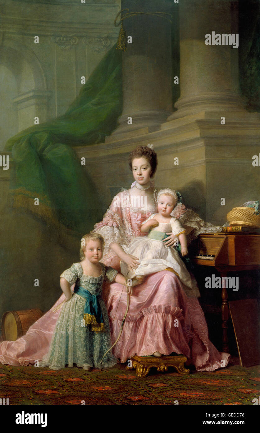 Allan Ramsay - Königin Charlotte (1744-1818), mit ihren beiden ältesten Söhnen Stockfoto
