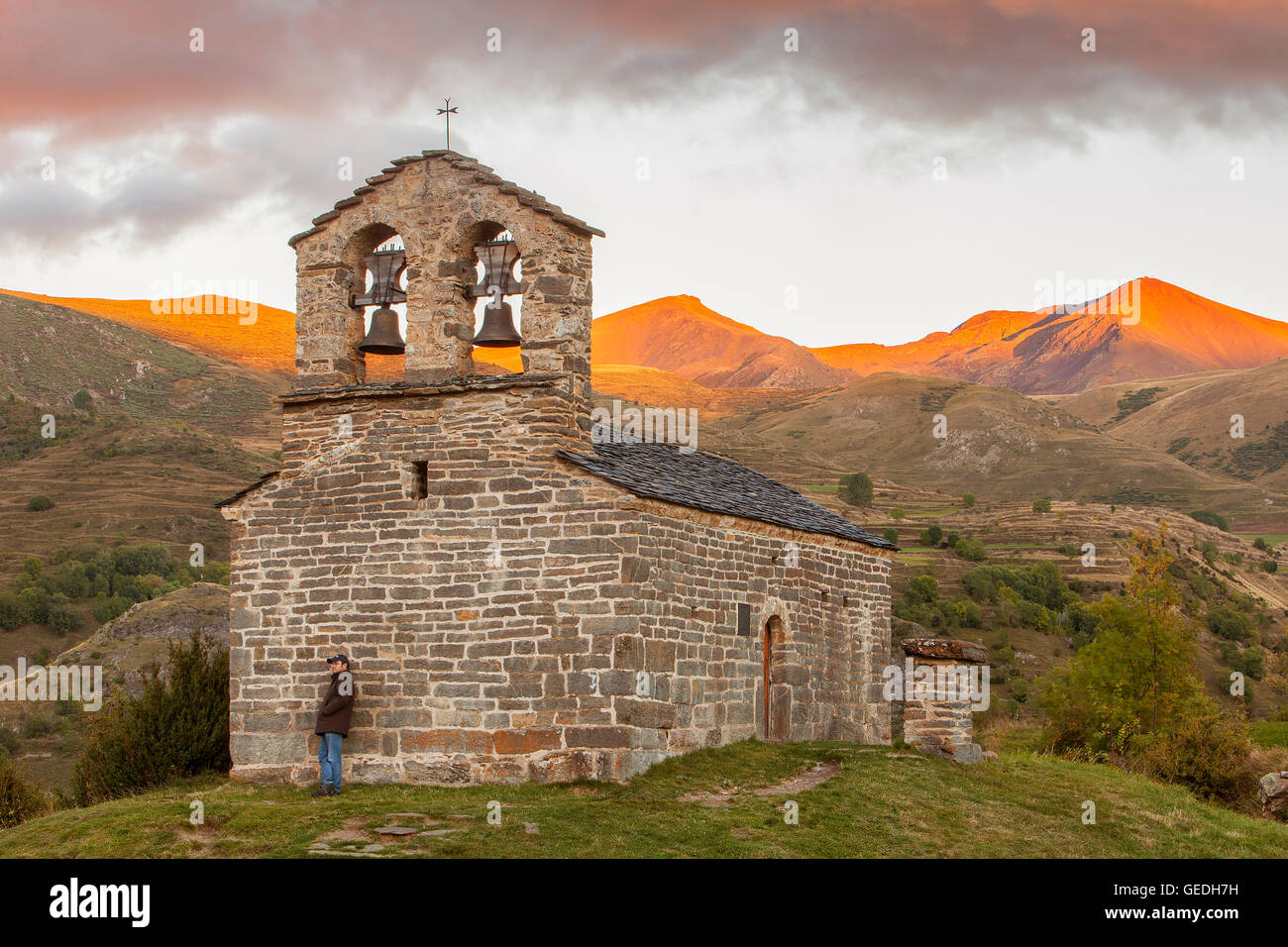 Sant Quirç Eremitage. Romanische Kapelle. Durro.Boí Tal. Provinz Lleida. Katalonien. Spanien Stockfoto
