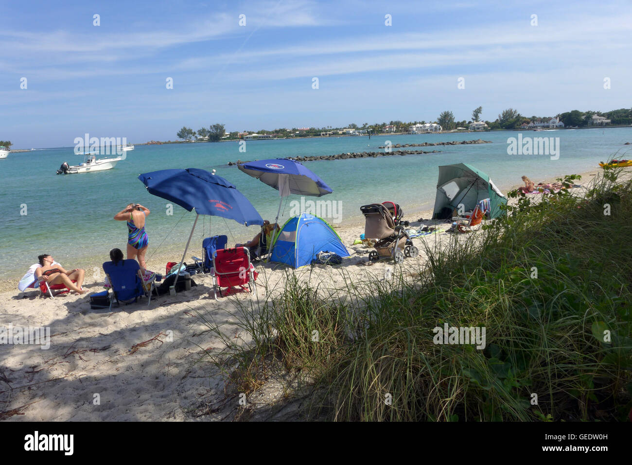 Erdnuss-Insel in Palm Beach County South Florida ist ein von Menschenhand geschaffenen Insel-Park und Ort verwöhnen. Stockfoto