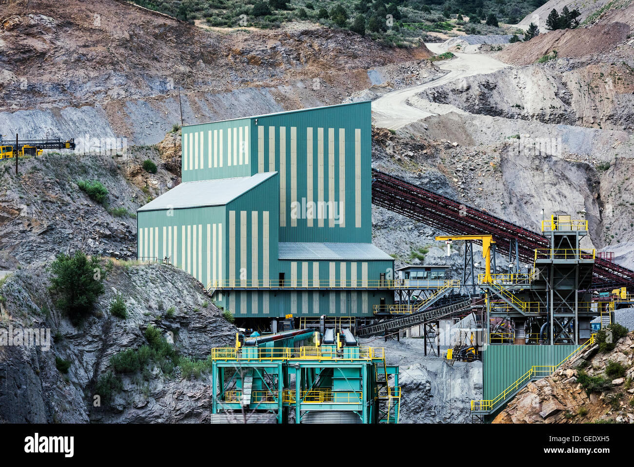 Kies-Grube Steinbruch Anlage, Colorado, USA Stockfoto