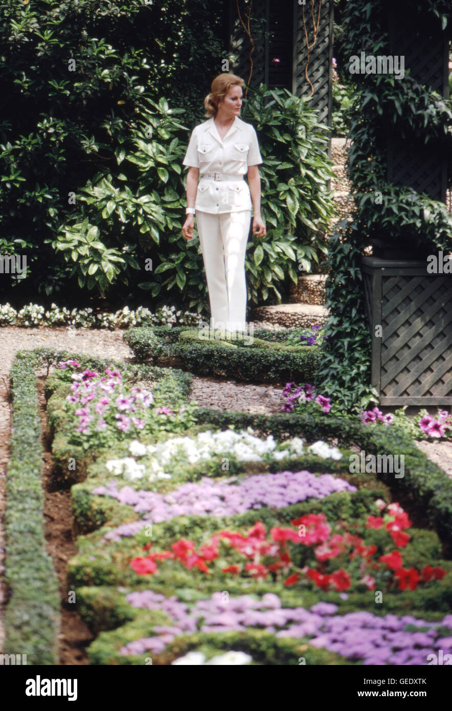 Doris Duke, Erbin, Duke Gardens im Jahr 1968. Stockfoto