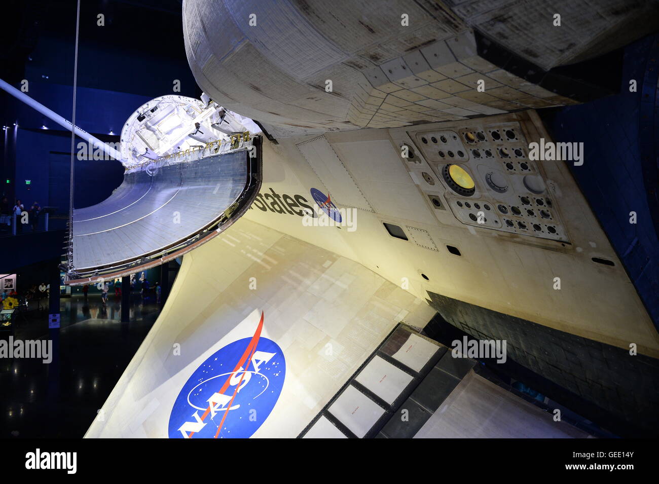 Das Space Shuttle Atlantis Anzeige an den Besucher komplexe Kennedy Space Center, Florida Stockfoto