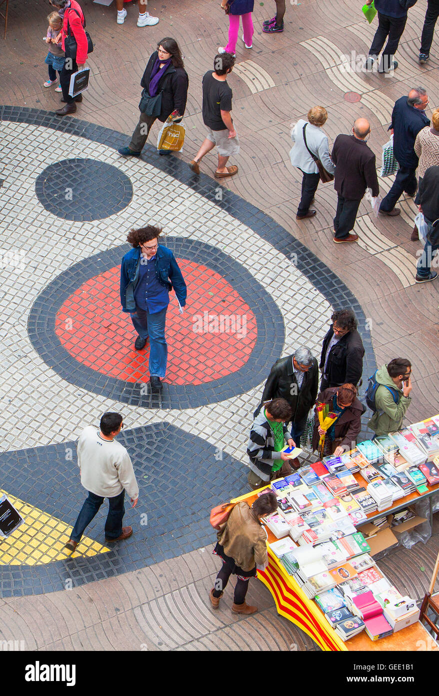 La Rambla, Sant Jordis Tag (23. April), Barcelona, Katalonien, Spanien Stockfoto