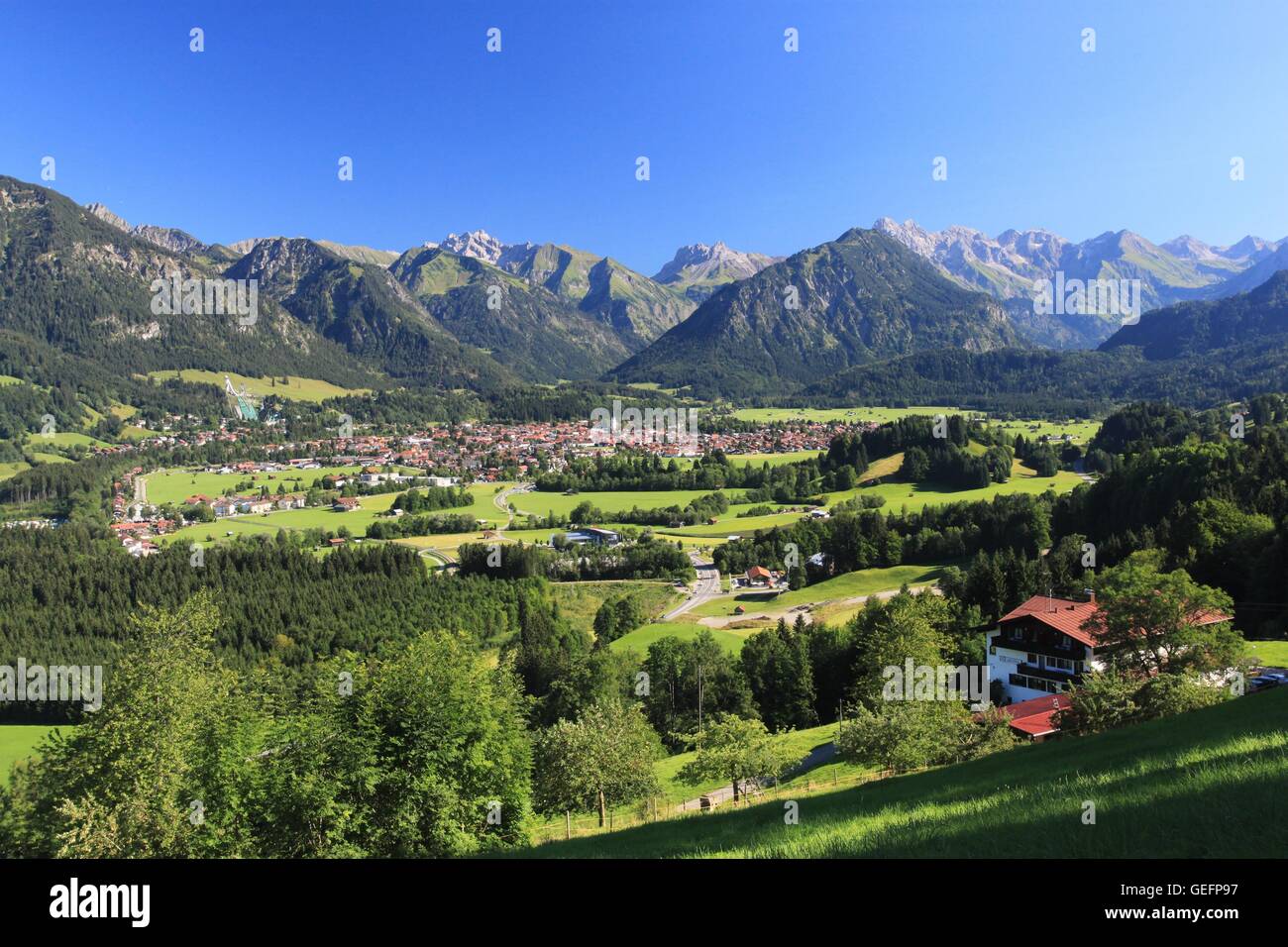Oberstdorf, Iller Tal Allgäu Stockfoto