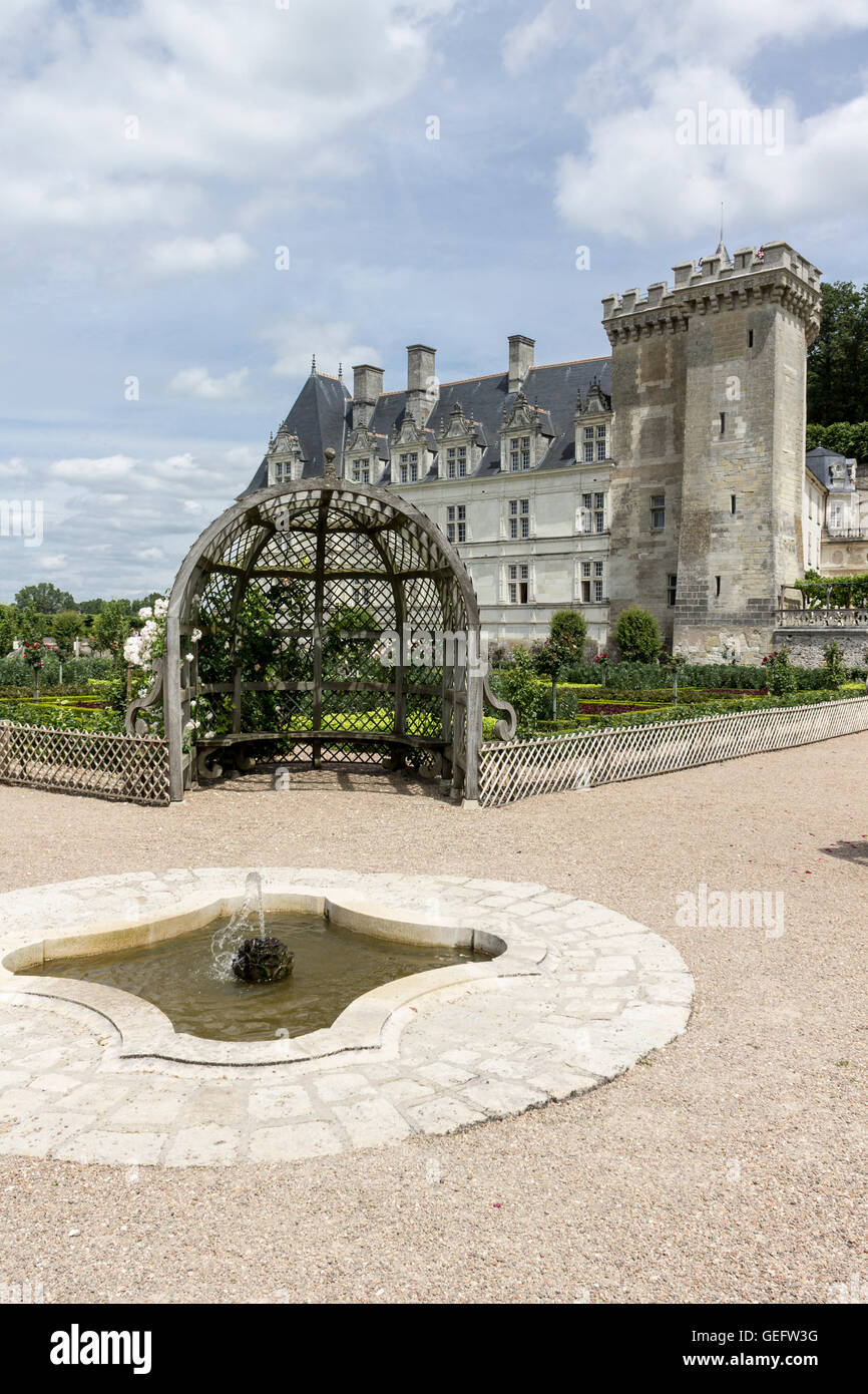 Schloss Villandry Gärten Loire-Tal-Frankreich Stockfoto