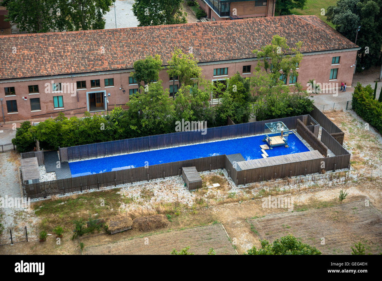 Die Glas-Teehaus Mondrian Pavillon von Hiroshi Sugimoto in Venedig Stockfoto
