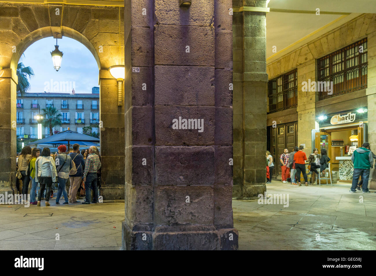 Bars, Plaza Nueva, Bilbao Baskisches Land, Spanien Stockfoto