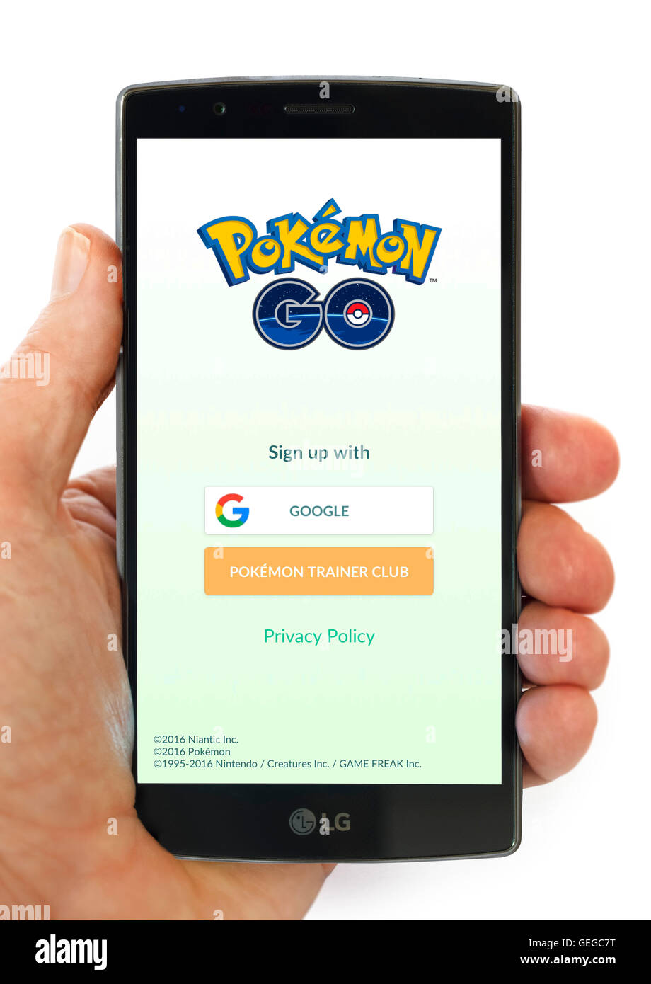Pokemon gehen auf einem LG-G4-Smartphone Stockfoto