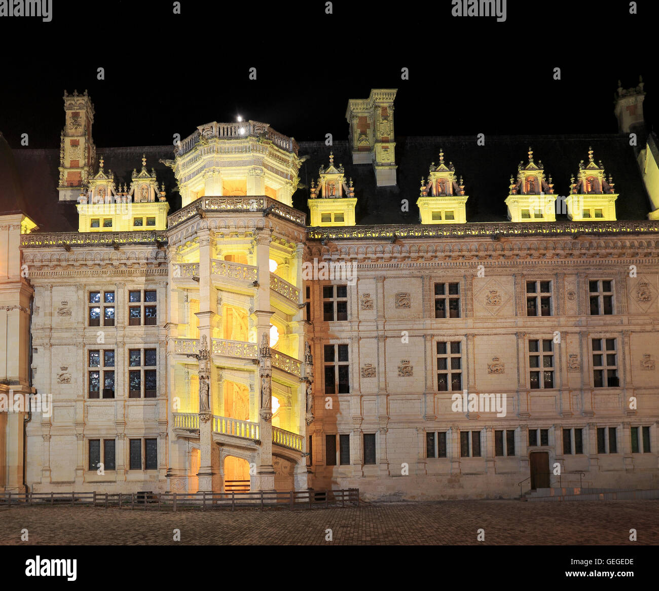 Die königlichen Chateau de Blois befindet sich im Departement Loir-et-Cher im Loire-Tal in Frankreich. Stockfoto