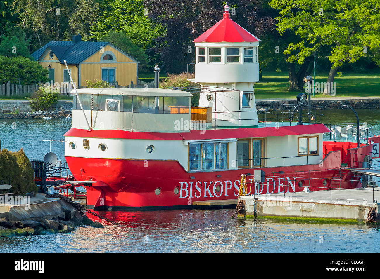Alte im Ruhestand Feuerschiff Biskopsudden Stockholm Schweden Stockfoto