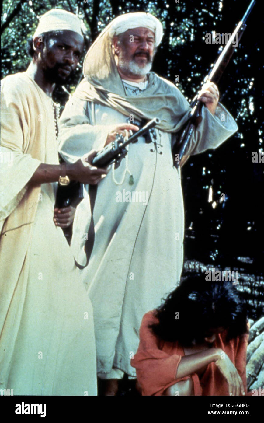 ?, Peter Ustinov, Beverly Johnson Der Brutale Sklavenhaendler Suleiman (Peter Ustinov) Entfuehrt Anansa (Beverly Johnson). Lokalen Caption *** 1978, Ashanti, Ashanti Stockfoto