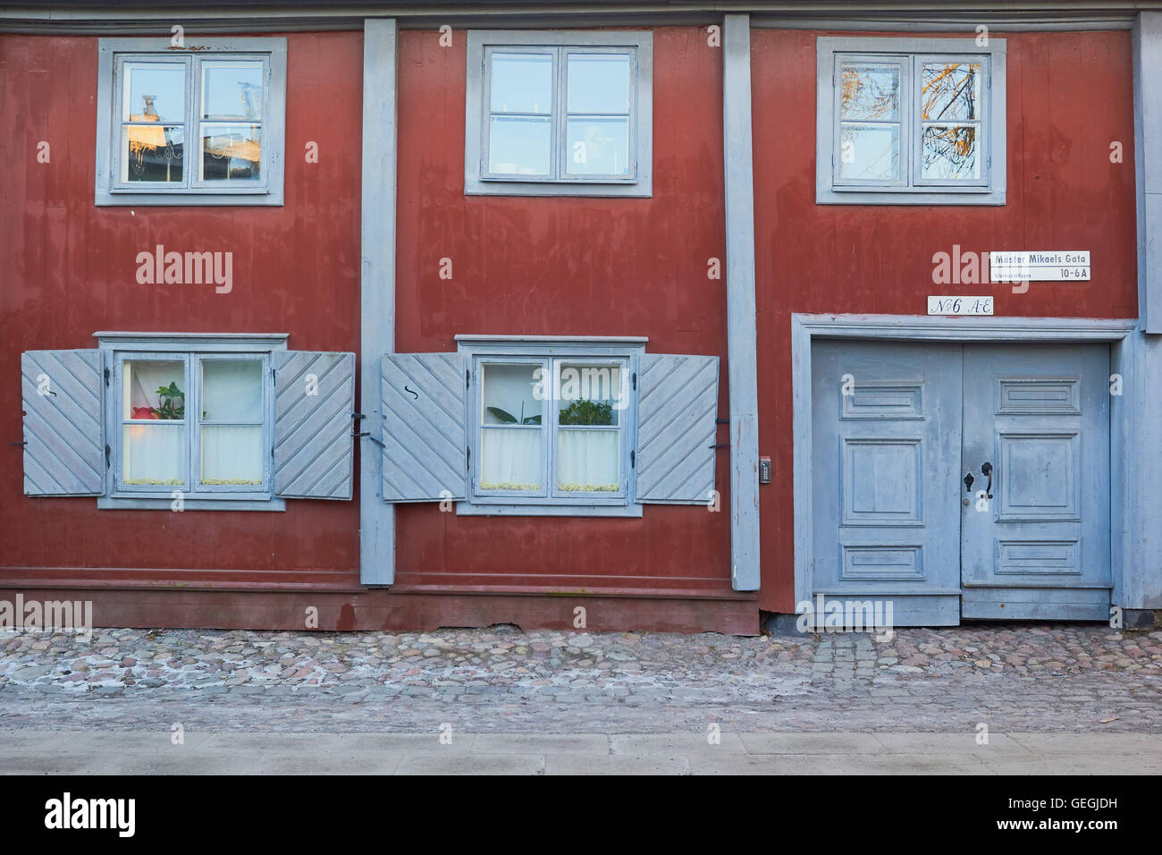 Traditionelle Holzhaus in Master Mikaels Gata Södermalm Stockholm Schweden Skandinavien Stockfoto