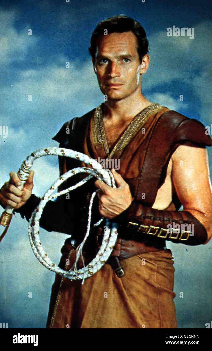 Charlton Heston Der jüdischen Prinz Ben Hur Kaempft Gegen die Unterdrueckung der Roemischen Nationalsozialist in Jerusalem. Lokalen Caption *** 1959, Ben Hur, Ben Hur Stockfoto