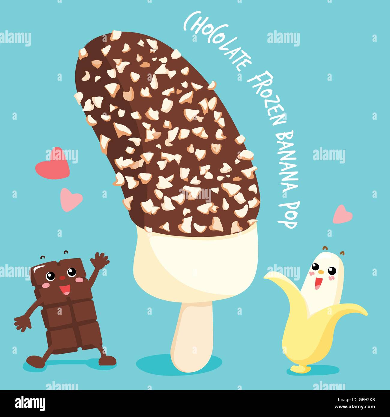 dunkle Schokolade gefrorene Banane Pop-Vektor-illustration Stock Vektor