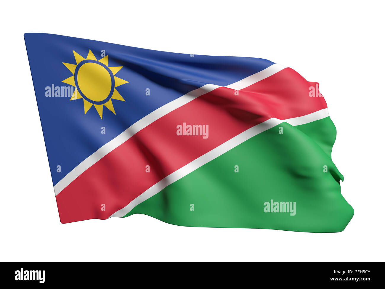 3D Rendering der Republik Namibia Flagge winken Stockfoto