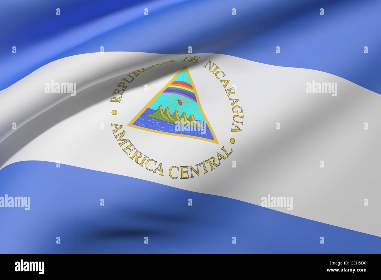 3D Rendering der Republik Nicaragua Flagge winken Stockfoto