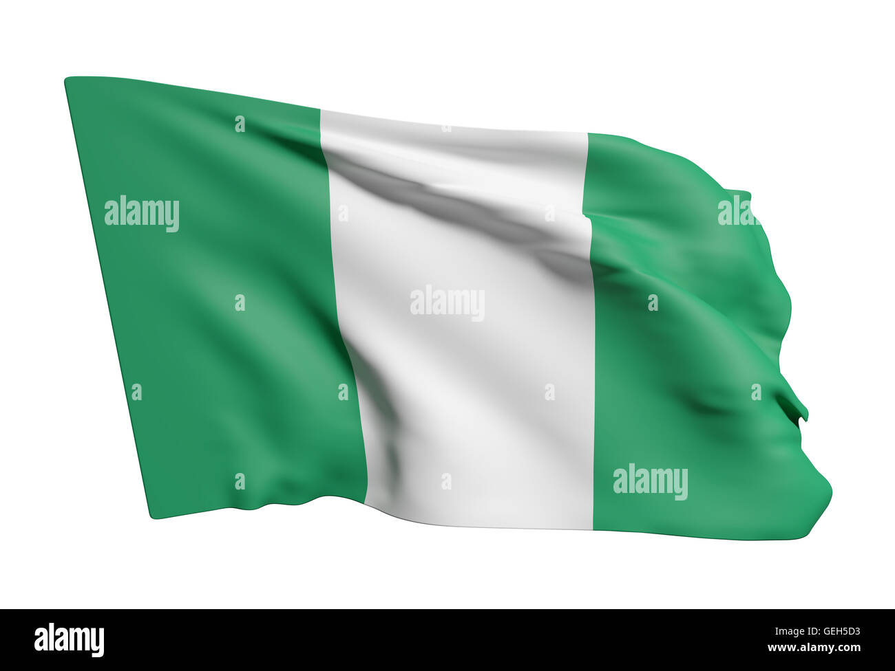 3D Rendering der Bundesrepublik Nigeria Flagge winken Stockfoto