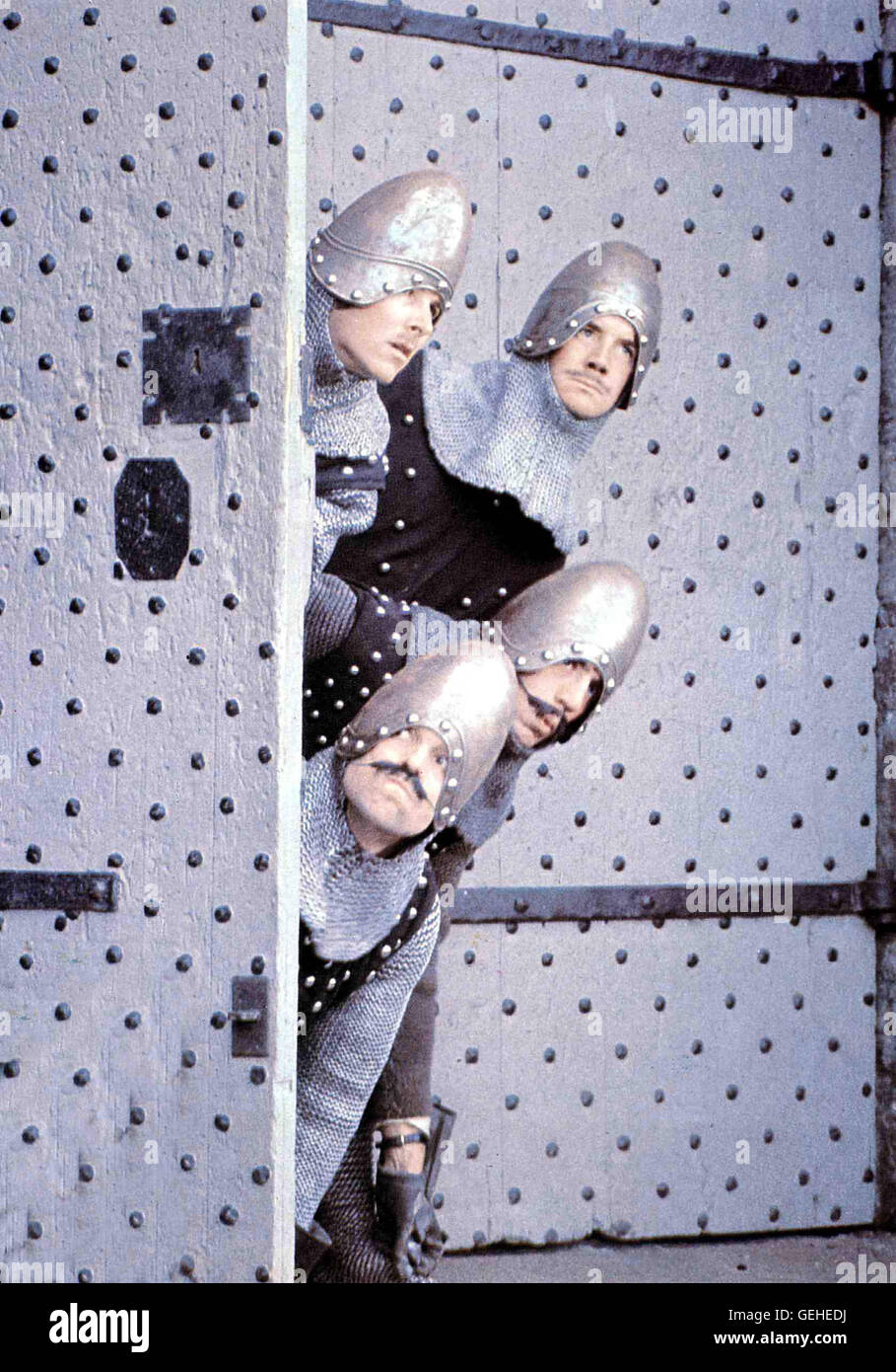 Szene sterben Ritter der auch suchen Fuer Ihren Koenig Artus Den Heiligen Gral. Lokalen Caption *** 1974, 1974, Film, Humor, Komik, Monty Python und der Heilige Gral, komisch, Humor, Die Ritter Der auch Stockfoto