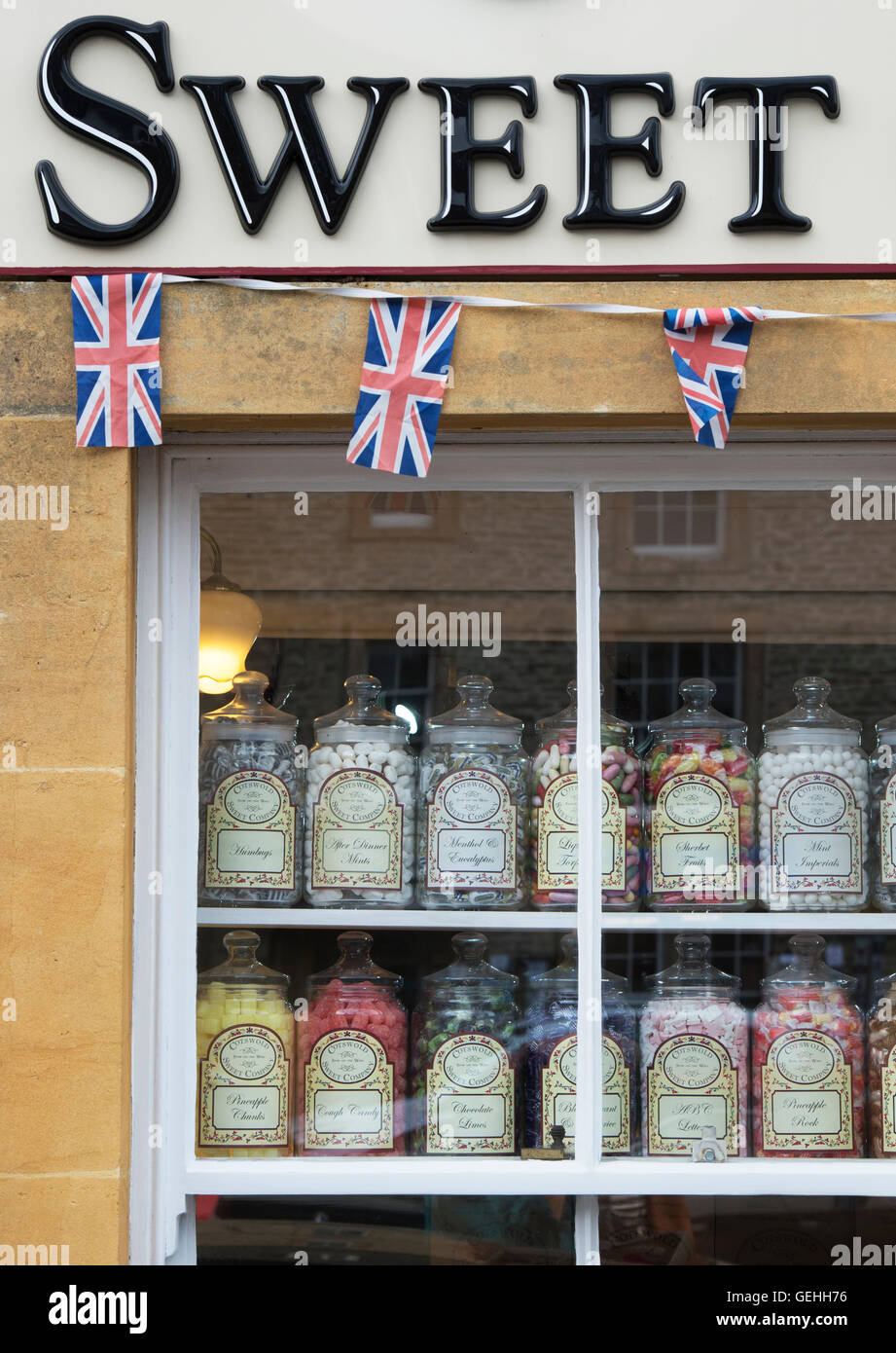 Süßwarengeschäft, Stow auf die würde, Cotswolds, Gloucestershire, England Stockfoto