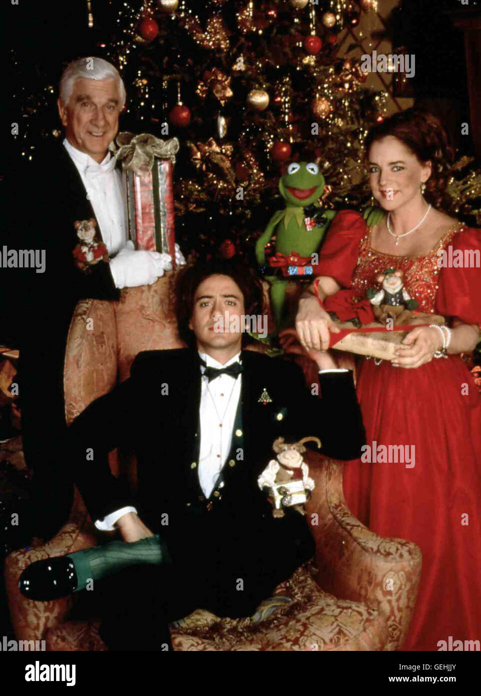 Leslie Nielsen, Robert Downey jr., Stochard Channing Der Sprachrat Weihnachtsbaum Wird Wird Auch Dieses Jahr Wieder aber Und Kermit Freut Sich Mit. Lokalen Caption *** 1995, Mr Willowby Weihnachtsbaum, Die Muppets Unterm Weihnachtsbaum Stockfoto