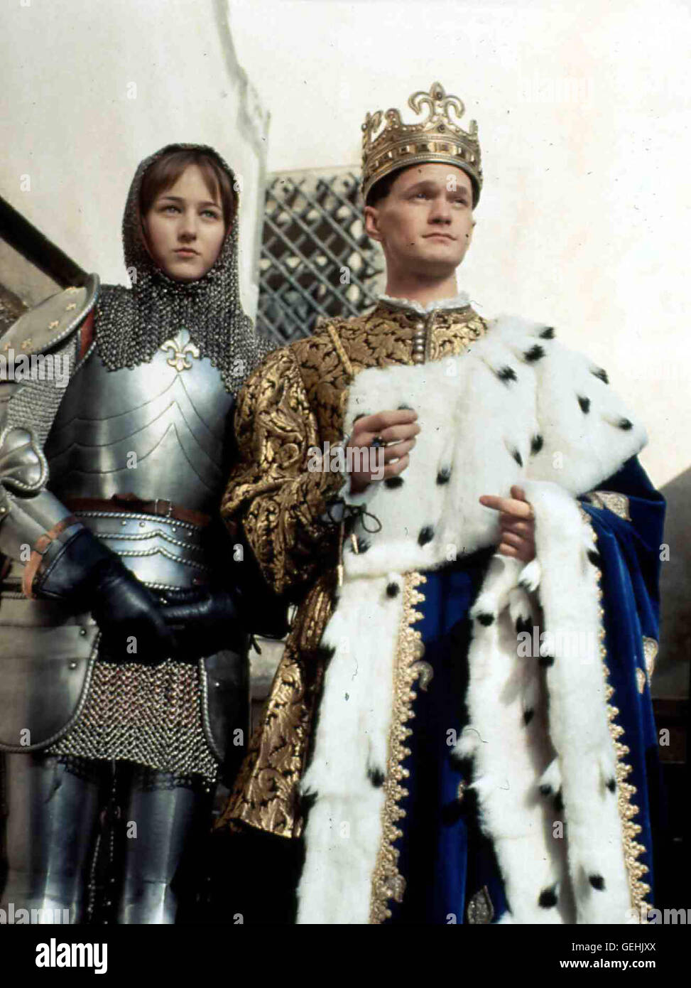 Leelee Sobieski, Patrick Harris Nach Dem Sieg Bei Patay Niederschlag Jeanne (Leelee Sobieski) sterben Krönung Karl VII. (Patrick Harris) in Reims. Lokalen Caption *** 1999, Jeanne d ' Arc I., Jeanne D'arc - sterben Frau Des Jahrtausends, Teil 1 Stockfoto