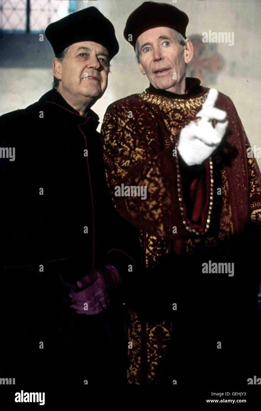 John Standing, Peter O' Toole In Rouen Wird Jeanne D'Arc Vom Erzbischof (John stehend) Und von Dem Bischof von Beauvais, Pierre Cauchon (Peter O'Toole), als Zauberin Und Ketzerin Angeklagt. Lokalen Caption *** 1999, Jeanne d ' Arc Ii., Jeanne D'arc - sterben F Stockfoto