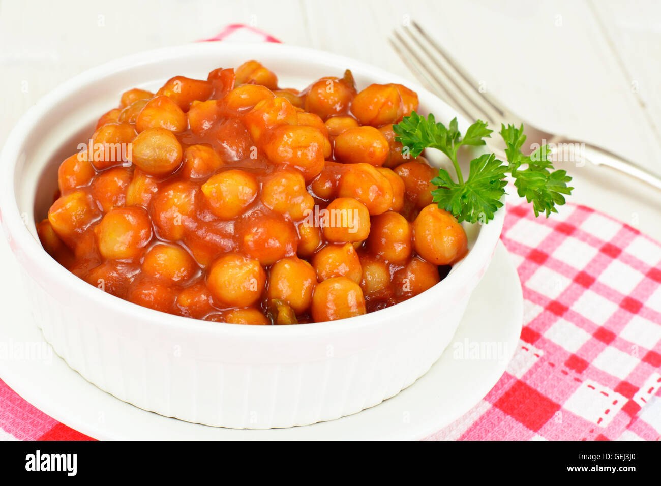 Kichererbsen in Curry Stockfoto