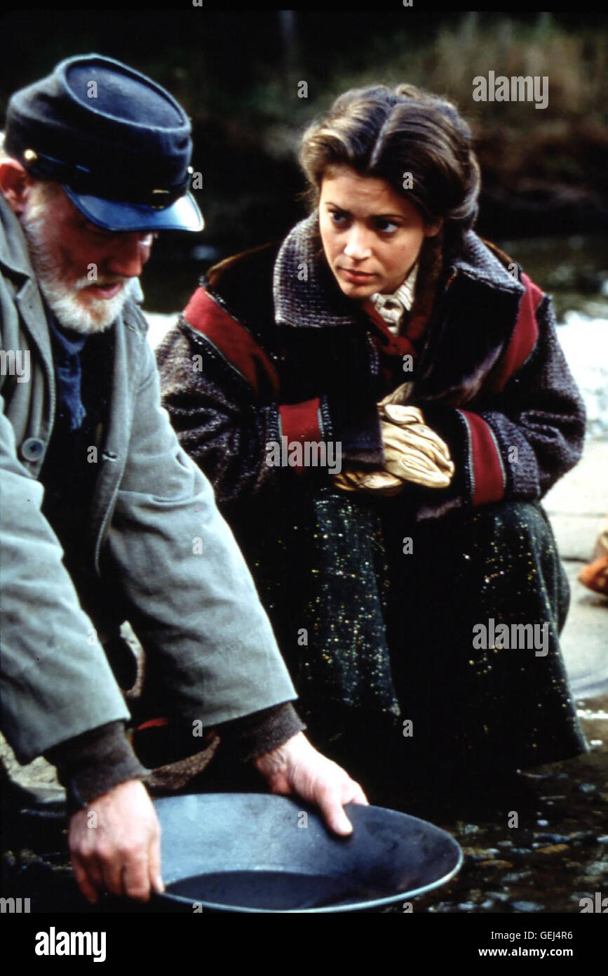 Schnurrhaare (W. Morgan Sheppard), Frances Ella Fitz (Alyssa Milano) *** lokalen Caption *** 1998, Goldrush: einen wirklichen Leben Abenteuer in Alaska Stockfoto