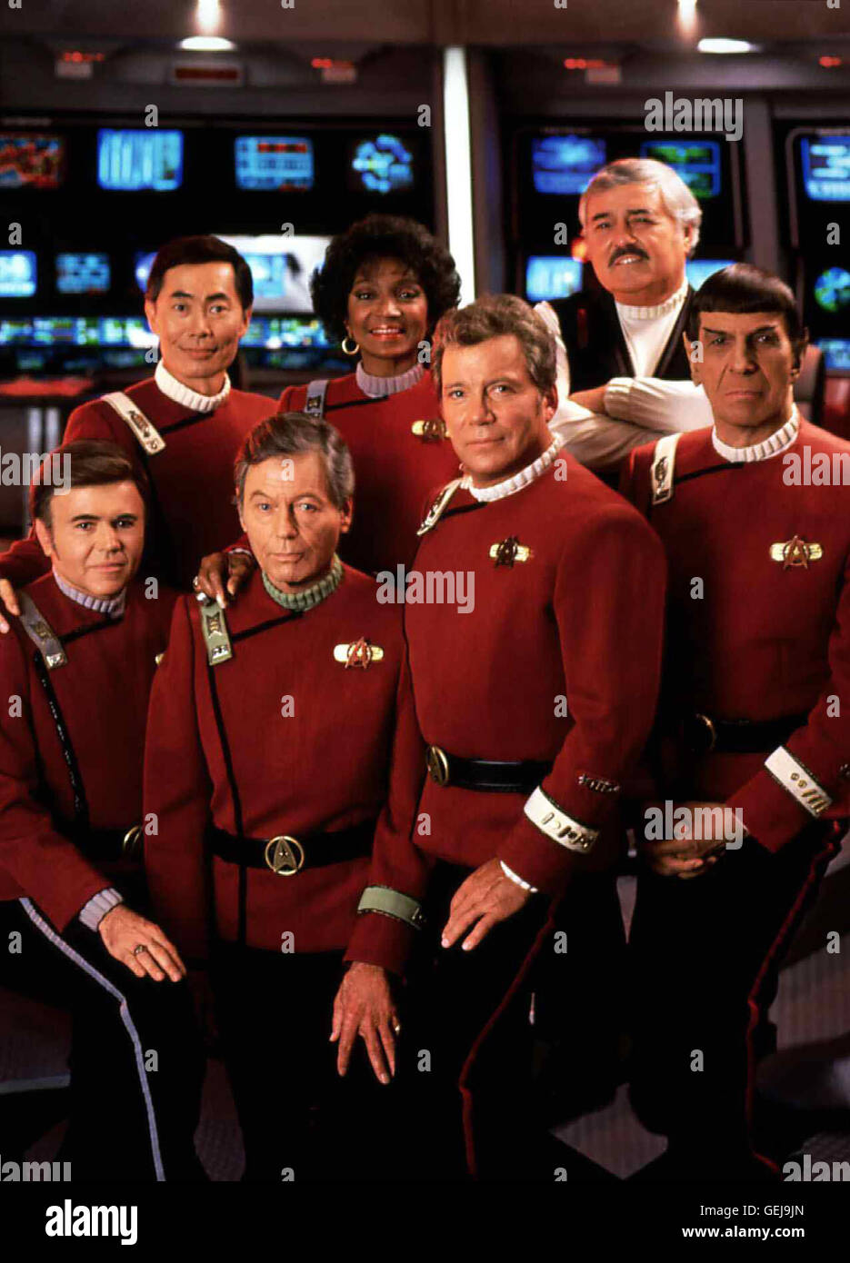 Walter Koenig, George Takei, DeForest Kelly, Nichelle Nichols, William Shatner, James Doohan, Leonard Nimoy sterben Mannschaft der Enterprise Soll Den Klingonen Zu Hilfe Kommen. Aber Ein Anschlag Auf Das Klingonische Schiff Bringt die Enterprise in Gefahr, Denn Mann Haelt Sie Für Den Uebeltaeter *** lokalen Caption *** 1991, Star Trek Vi: Das unentdeckte Land, Star Trek Vi - Das Unentdeckte Land Stockfoto