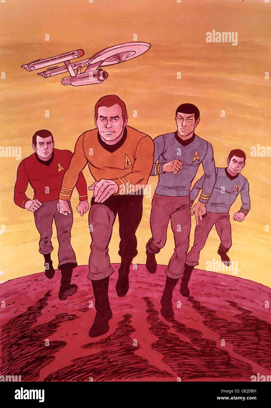 ?, Captain James T. Kirk, Mr. Spock, Dr. Leonard "Bones" McCoy *** lokalen Caption *** 1973, Star Trek: die animierte Serie, Die Enterprise Stockfoto