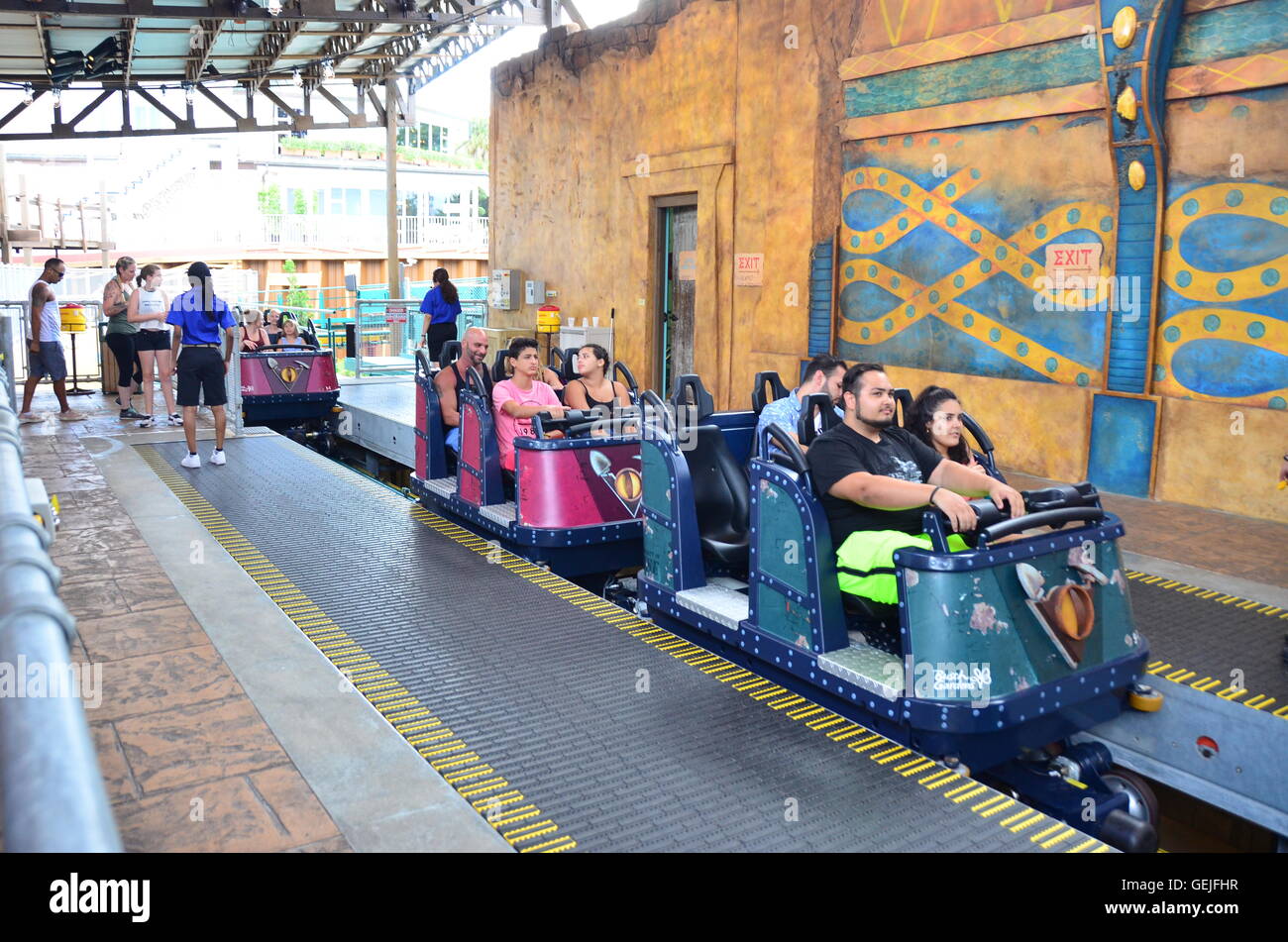 Cobra Fluch Spin Coaster im Busch Gardens Tampa Florida, der einzige seiner Art in der Welt Stockfoto