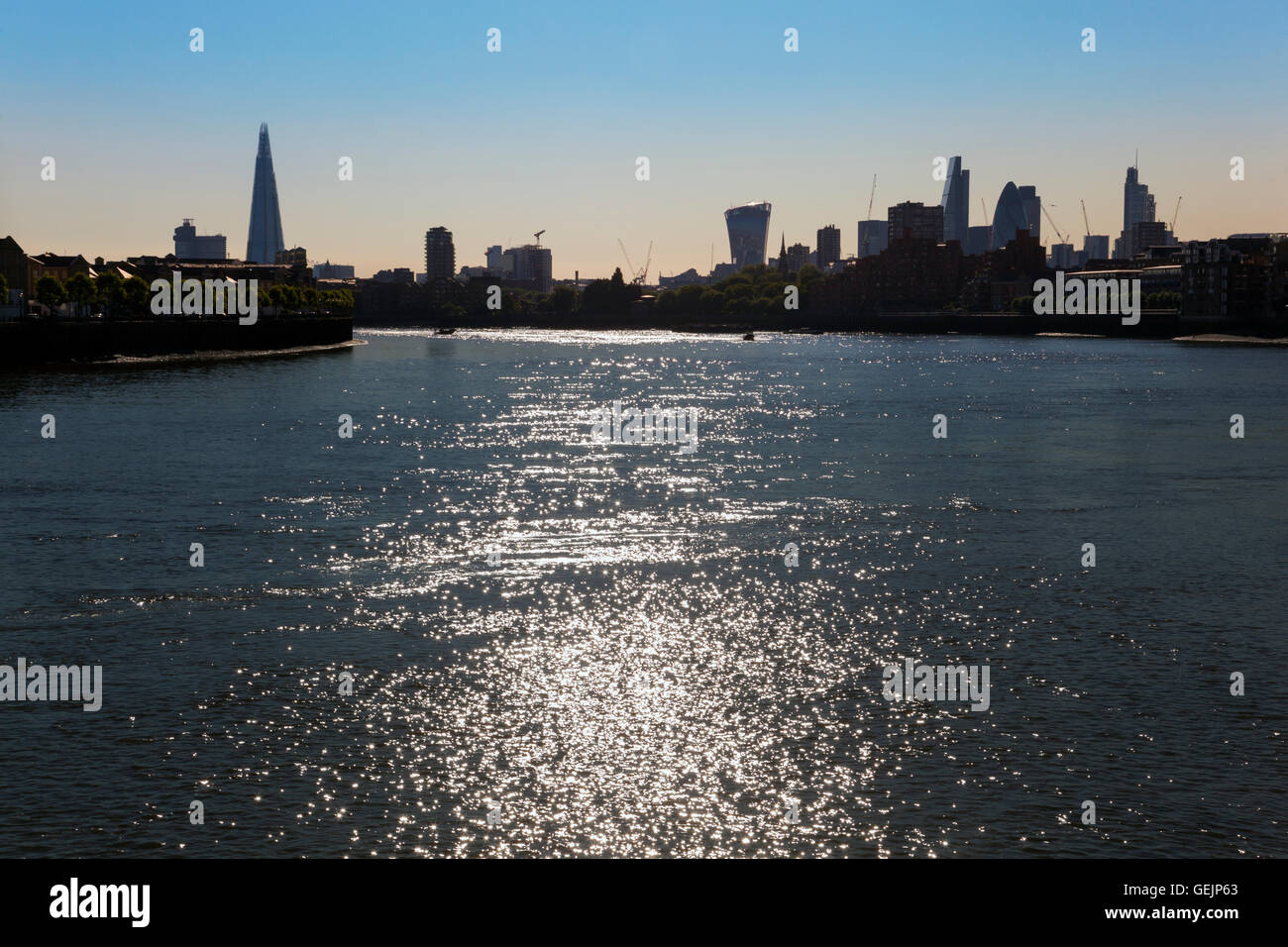 Skyline von London von Canary Wharf aus gesehen Stockfoto