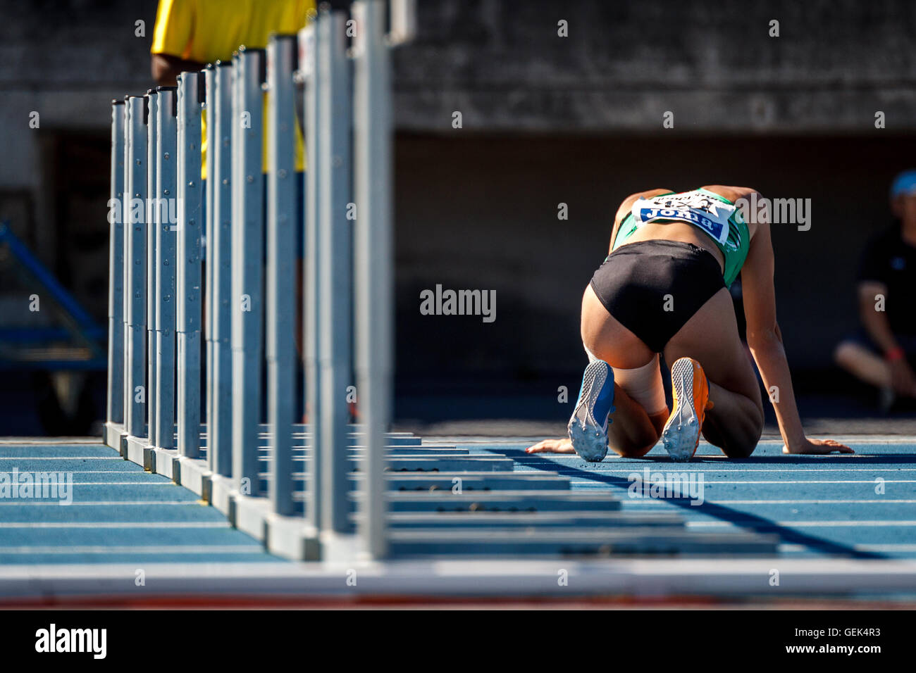 Gijón, Spanien. 24. Juli 2016. Las Mestas, Gijón, Asturien, Spanien. 24. Juli 2016. 96. spanischen Leichtathletik-Meisterschaft. Tag eins. Bildnachweis: Alvaro Campo/Alamy Live-Nachrichten Stockfoto