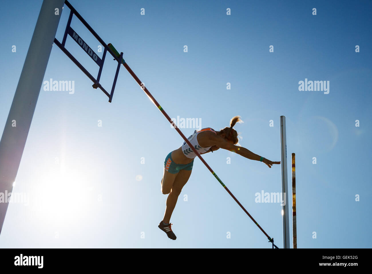 Gijón, Spanien. 24. Juli 2016. Las Mestas, Gijón, Asturien, Spanien. 24. Juli 2016. 96. spanischen Leichtathletik-Meisterschaft. Tag eins. Bildnachweis: Alvaro Campo/Alamy Live-Nachrichten Stockfoto