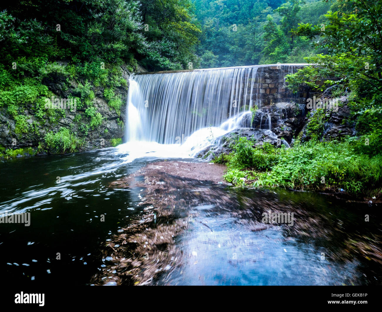 Binzhou. 20. Juli 2016. Foto aufgenommen am 20. Juli 2016 zeigt Hebanshan Waldpark in der ostchinesischen Provinz Shandong Zouping County. Der Landkreis hat auf ökologische Gewässerschutz seit August 2015 gearbeitet. © Zhang Kerong/Xinhua/Alamy Live-Nachrichten Stockfoto