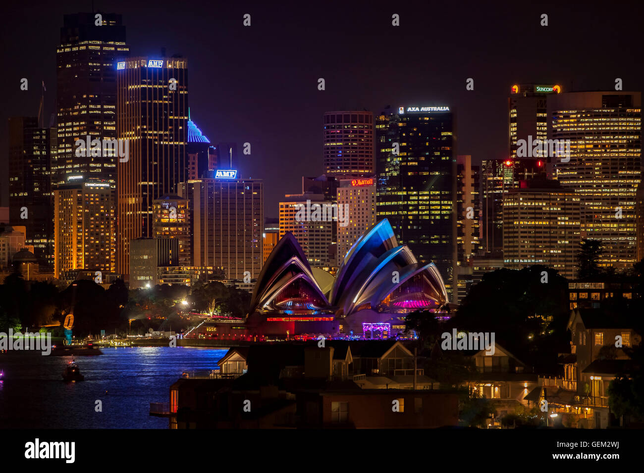 Sydney Hafen Nacht-scape mit Opera House Stockfoto