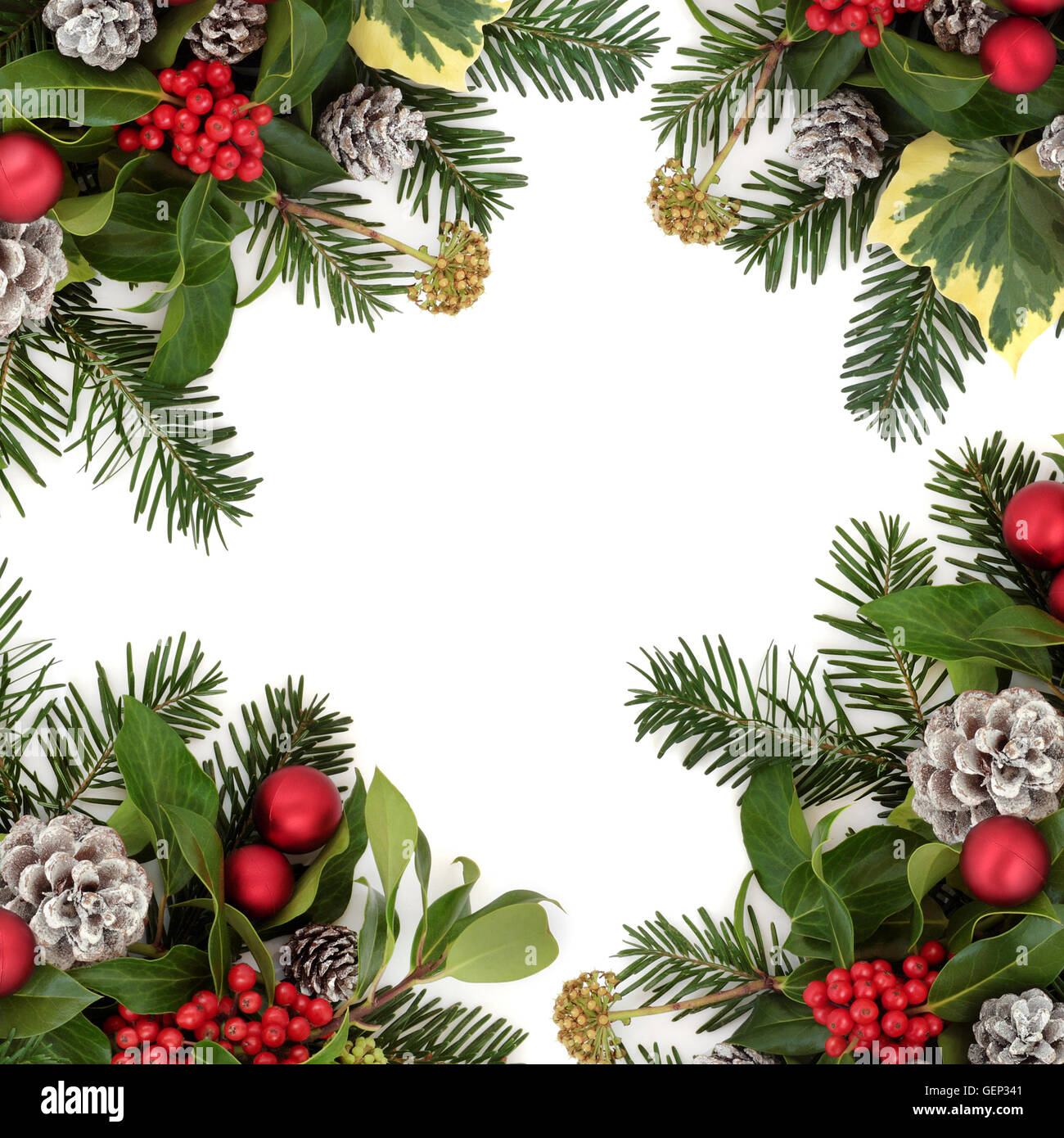 Weihnachten Hintergrund Rahmen mit Rote Christbaumkugel Dekorationen
