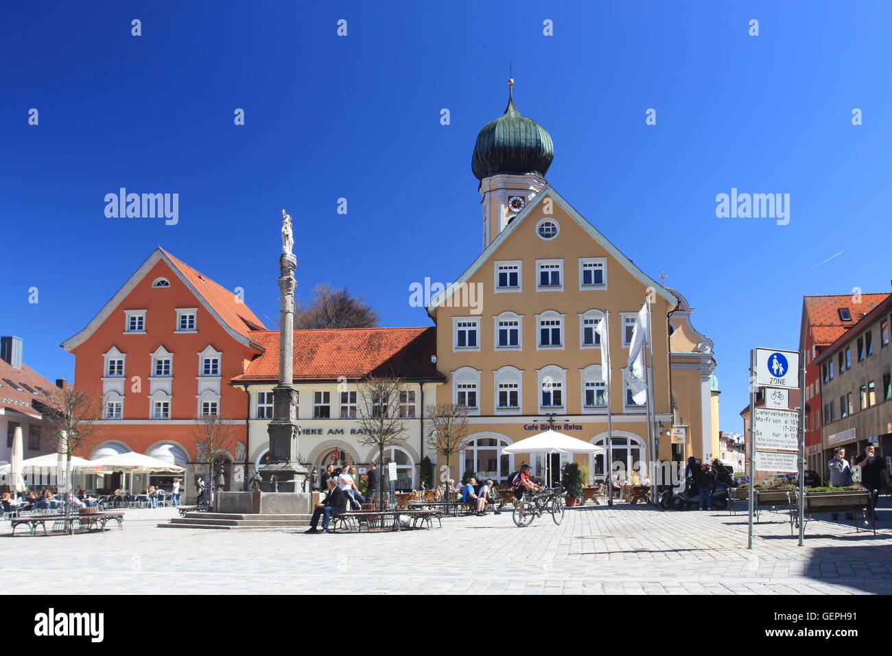 Geographie / Reisen, Deutschland, Bayern, Allgäu, oberen Allgäu, Immenstadt, Marienplatz, Kirche St. Nikolaus, Stockfoto