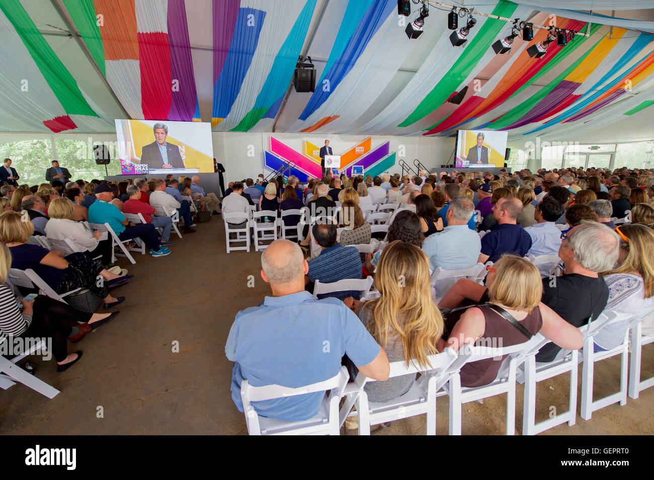 Secretary Kerry Adressen Teilnehmer an den "Aspen Ideas Festival" in Colorado Stockfoto