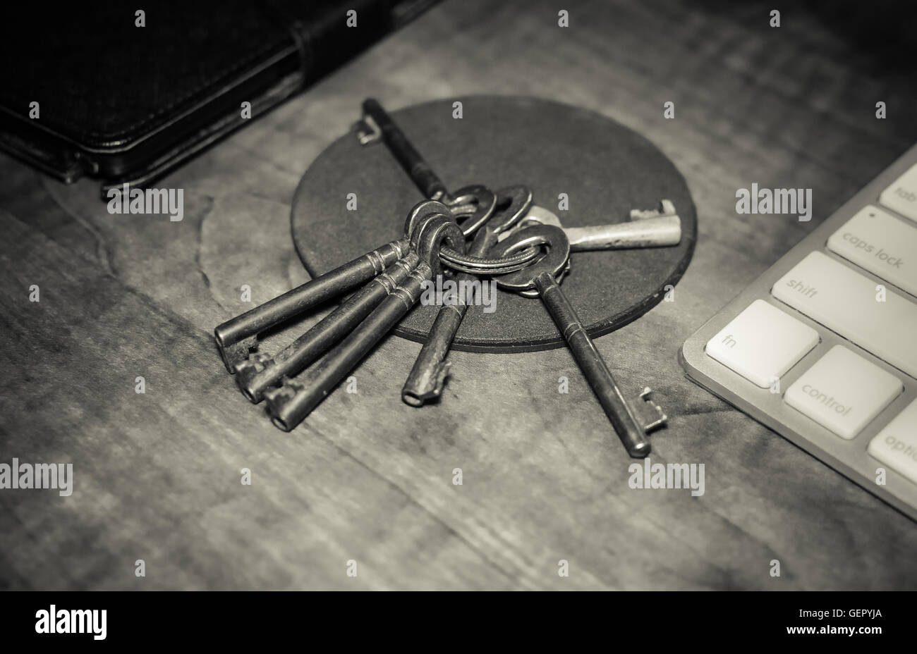 Alten Schlüsselbund mit Tastatur Stockfoto